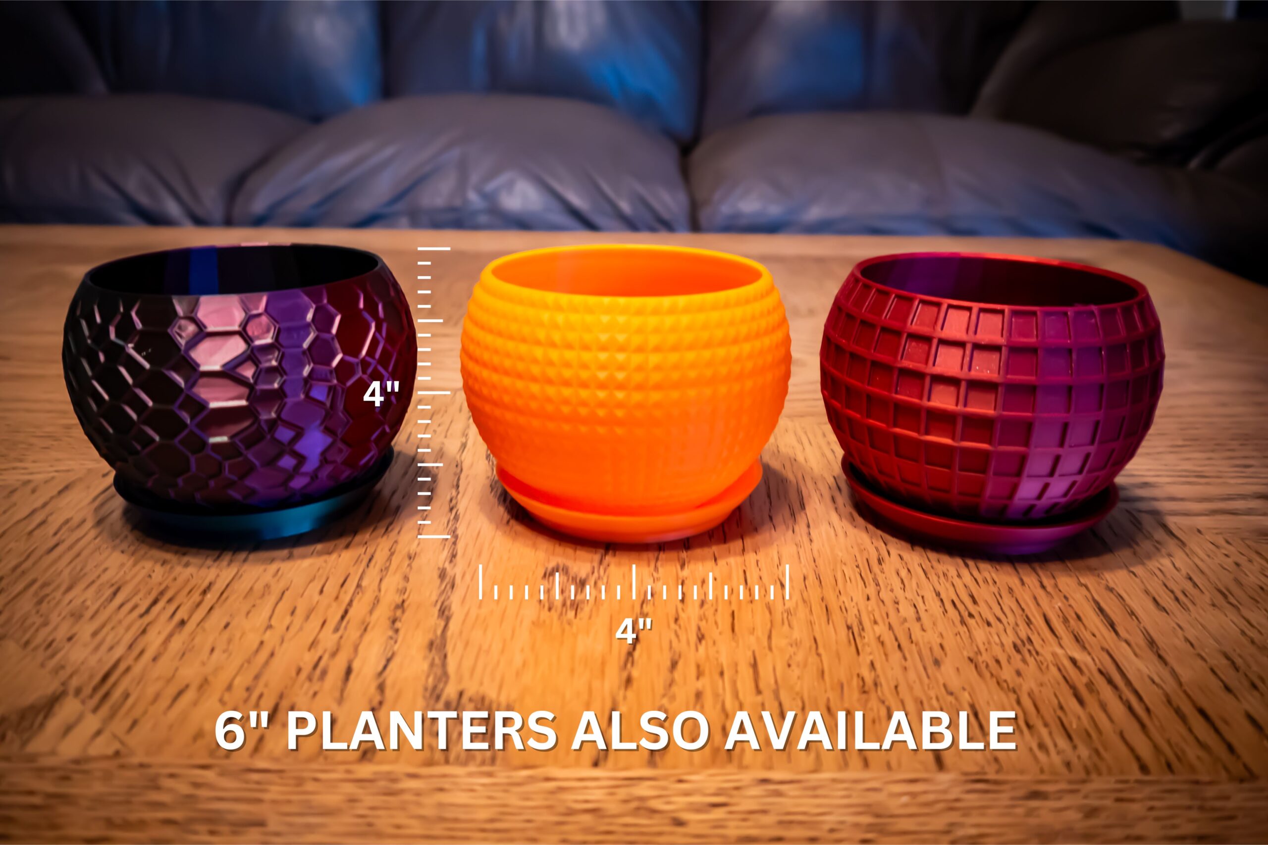 3D Printed Textured Planter 4"/6" (Plant not included) - Image 3